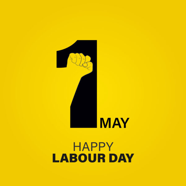 Happy Labour Day 1st May Greeting Card with Clenched Fist Symbol